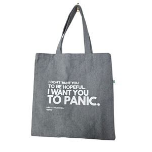 Greta Thunberg Gray Reusable Canvas Tote Bag Gorpcore Recycle Casual Cotton
